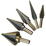 Maxbell 5pcs Titanium HSS Cone Step Drill Bit Set Imperial 1/4" 3/16" 1/2" Hex Shank