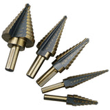 Maxbell 5pcs Titanium HSS Cone Step Drill Bit Set Imperial 1/4" 3/16" 1/2" Hex Shank