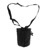 Maxbell 4.1" x 5.8" Cylindrical Oxford Cloth Rock Climbing Chalk Bag with Zipper Pocket & Drawstring + Adjustable Waist Belt - Black