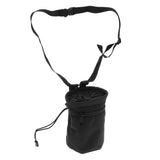 Maxbell 4.1" x 5.8" Cylindrical Oxford Cloth Rock Climbing Chalk Bag with Zipper Pocket & Drawstring + Adjustable Waist Belt - Black