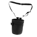 Maxbell 4.1" x 5.8" Cylindrical Oxford Cloth Rock Climbing Chalk Bag with Zipper Pocket & Drawstring + Adjustable Waist Belt - Black