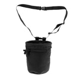 Maxbell 4.1" x 5.8" Cylindrical Oxford Cloth Rock Climbing Chalk Bag with Zipper Pocket & Drawstring + Adjustable Waist Belt - Black