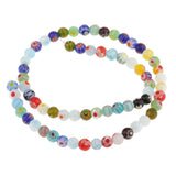 Maxbell Wholesale Mix Colors Millefiori Flower Lampwork Glass Round Beads Loose Spacer Beads DIY Accessories 6mm