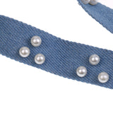 Maxbell 3 Pieces Mixed Designs Pearl Beads Flat Blue Jean Denim Choker Necklace