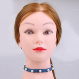 Maxbell 3 Pieces Mixed Designs Pearl Beads Flat Blue Jean Denim Choker Necklace