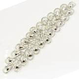 Maxbell Gorgeous Diamante Trim Motif Rhinestone Bridal Applique for Wedding Dress Decor Hot Fix or Sew On