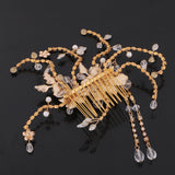 Maxbell Rhinestone Clear Crystal Headpiece Bridal Hair Clip Lady Hair Comb w/Tassle