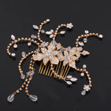 Maxbell Rhinestone Clear Crystal Headpiece Bridal Hair Clip Lady Hair Comb w/Tassle