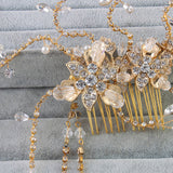 Maxbell Rhinestone Clear Crystal Headpiece Bridal Hair Clip Lady Hair Comb w/Tassle