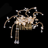 Maxbell Rhinestone Clear Crystal Headpiece Bridal Hair Clip Lady Hair Comb w/Tassle