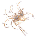 Maxbell Rhinestone Clear Crystal Headpiece Bridal Hair Clip Lady Hair Comb w/Tassle