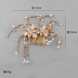 Maxbell Rhinestone Clear Crystal Headpiece Bridal Hair Clip Lady Hair Comb w/Tassle