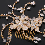 Maxbell Rhinestone Clear Crystal Headpiece Bridal Hair Clip Lady Hair Comb w/Tassle