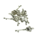 Maxbell 10Pcs Antique Silver Zinc Alloy Crown Key Pendant Charms Jewellery Findings