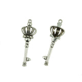 Maxbell 10Pcs Antique Silver Zinc Alloy Crown Key Pendant Charms Jewellery Findings