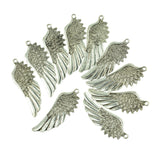 Maxbell 10 Piece 3D Large Antique Silver Angel Wing Charm Pendant Jewelry DIY Making