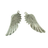 Maxbell 10 Piece 3D Large Antique Silver Angel Wing Charm Pendant Jewelry DIY Making