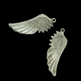 Maxbell 10 Piece 3D Large Antique Silver Angel Wing Charm Pendant Jewelry DIY Making