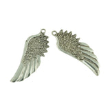 Maxbell 10 Piece 3D Large Antique Silver Angel Wing Charm Pendant Jewelry DIY Making