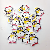 Maxbell 20 Pieces Cartoon Penguin Shape Wooden Pieces for Craft Scrapbook Card Making