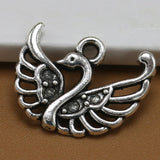 Maxbell Lots of 50 Tibetan Silver Swan Pendant For Necklace Bracelet Jewelry Findings DIY Making