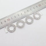 Maxbell 2 Pieces 4 Circle Round Rhinestone Bikini Connectors Shoes Buckle Link Chain for Swimwear