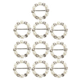 Maxbell 10 Pieces Diamante Round Pearl Crystal Rhinestone Wedding Ribbons Buckles Sliders 12mm Silver