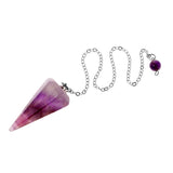 Maxbell Natural Amethyst Unique Crystal Pendant Pendulum six Facet Long Chain 7.09inch Gemstone Charm Cute Jewelry Design purple Fashion accessories