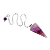 Maxbell Natural Amethyst Unique Crystal Pendant Pendulum six Facet Long Chain 7.09inch Gemstone Charm Cute Jewelry Design purple Fashion accessories