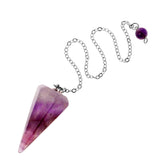 Maxbell Natural Amethyst Unique Crystal Pendant Pendulum six Facet Long Chain 7.09inch Gemstone Charm Cute Jewelry Design purple Fashion accessories