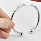 Maxbell Lady Double Ball End Open Bangle Bracelet Free Size Adjustable Cuff Bracelet