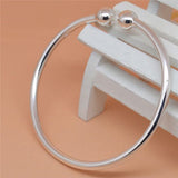 Maxbell Lady Double Ball End Open Bangle Bracelet Free Size Adjustable Cuff Bracelet