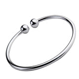 Maxbell Lady Double Ball End Open Bangle Bracelet Free Size Adjustable Cuff Bracelet