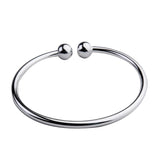 Maxbell Lady Double Ball End Open Bangle Bracelet Free Size Adjustable Cuff Bracelet