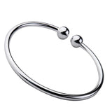 Maxbell Lady Double Ball End Open Bangle Bracelet Free Size Adjustable Cuff Bracelet