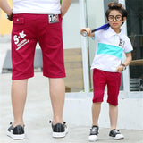 Maxbell Kids Boys Fashionable Adjustable Waistline Convenient Wear Capri Short Pants Casual Knee Cotton Pants Wine Red 120 Size