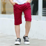 Maxbell Kids Boys Fashionable Adjustable Waistline Convenient Wear Capri Short Pants Casual Knee Cotton Pants Wine Red 120 Size