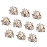 Maxbell 10 Pieces Crystal Pearl Flower Embellishments Buttons for Scrapbooking Crafts