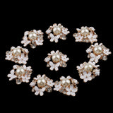 Maxbell 10 Pieces Crystal Pearl Flower Embellishments Buttons for Scrapbooking Crafts