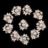 Maxbell 10 Pieces Crystal Pearl Flower Embellishments Buttons for Scrapbooking Crafts