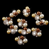 Maxbell 10 Pieces Rhinestone Pearl Flower Brooch DIY Bridal Wedding Decoration  Flatback Buttons