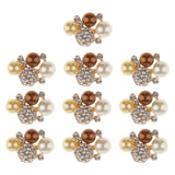 Maxbell 10 Pieces Rhinestone Pearl Flower Brooch DIY Bridal Wedding Decoration  Flatback Buttons