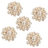 Maxbell 5 Pieces Crystal Diamante Pearl Flower Brooch Button DIY Bridal Wedding Bouquet 35mm