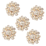 Maxbell 5 Pieces Crystal Diamante Pearl Flower Brooch Button DIY Bridal Wedding Bouquet 35mm