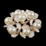 Maxbell 5 Pieces Crystal Diamante Pearl Flower Brooch Button DIY Bridal Wedding Bouquet 35mm