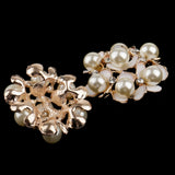 Maxbell 5 Pieces Crystal Diamante Pearl Flower Brooch Button DIY Bridal Wedding Bouquet 35mm