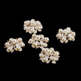 Maxbell 5 Pieces Crystal Diamante Pearl Flower Brooch Button DIY Bridal Wedding Bouquet 35mm