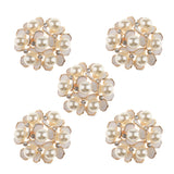 Maxbell 5 Pieces Crystal Diamante Pearl Flower Brooch Button DIY Bridal Wedding Bouquet 35mm