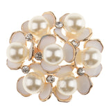 Maxbell 5 Pieces Crystal Diamante Pearl Flower Brooch Button DIY Bridal Wedding Bouquet 35mm