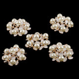 Maxbell 5 Pieces Crystal Diamante Pearl Flower Brooch Button DIY Bridal Wedding Bouquet 35mm